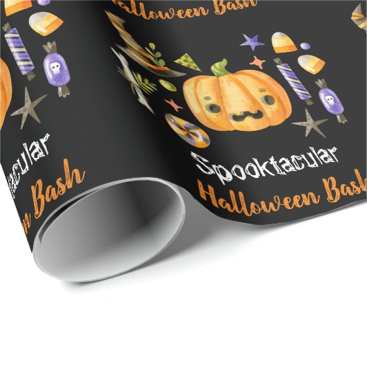 Niedlich Boo Pumpkin Spooktacular Halloween Bash B Geschenkpapier (Rolleneckpunkt)