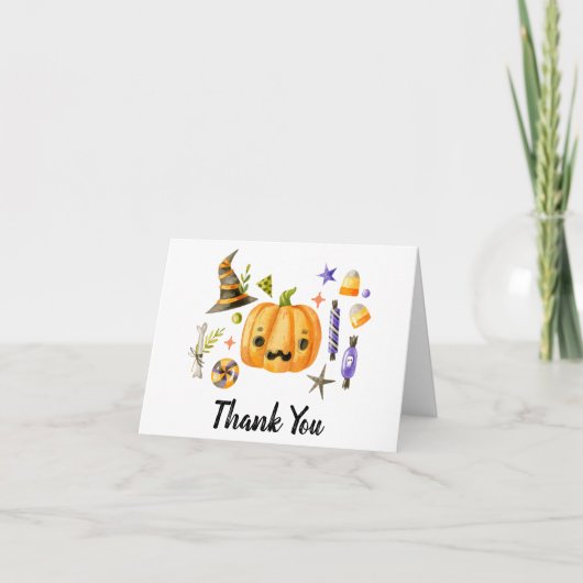 Niedlich Boo Pumpkin Spooktacular Halloween Bash P Dankeskarte (Vorderseite)
