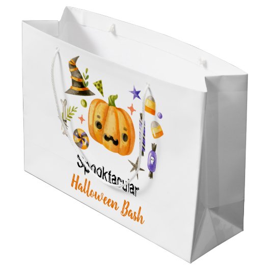Niedlich Boo Pumpkin Spooktacular Halloween Bash P Große Geschenktüte (Rückseite Schrägansicht)