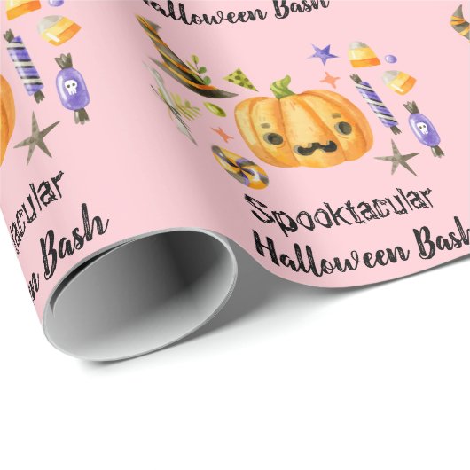 Niedlich Boo Pumpkin Spooktacular Halloween Pink Geschenkpapier (Rolleneckpunkt)