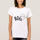 Niedlich Boo Schwarz-Weiß Funny Halloween Ghost T-Shirt (Vorderseite)