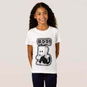 Niedlich"Boo!"Schwarze Katze mit Papiertaschentuch T-Shirt (Vorne ganz)
