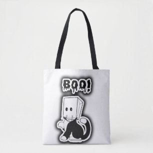Niedlich "Boo!" Schwarze Katze mit Papiertütenmask Tasche