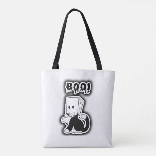 Niedlich "Boo!" Schwarze Katze mit Papiertütenmask Tasche (Rückseite)