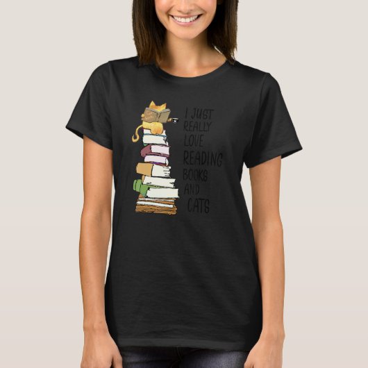 Niedlich Book Bookwork Nerd Lesen Lehrer Kitty Cat T-Shirt (Vorderseite)