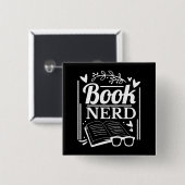 Niedlich Book Nerd Book Lover Button (Vorne & Hinten)