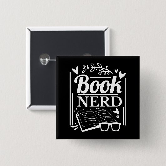 Niedlich Book Nerd Book Lover Button (Vorne & Hinten)
