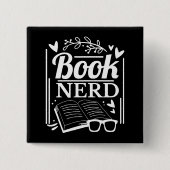 Niedlich Book Nerd Book Lover Button (Vorderseite)