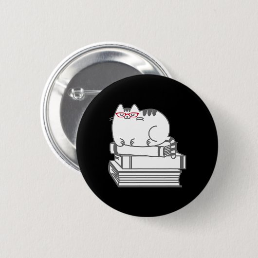 Niedlich Book Nerd Cat - Funny Nerdy Kitten Shirt Button (Vorne & Hinten)