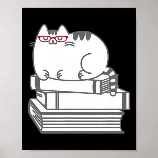 Niedlich Book Nerd Cat - Funny Nerdy Kitten Shirt Poster (Vorne)