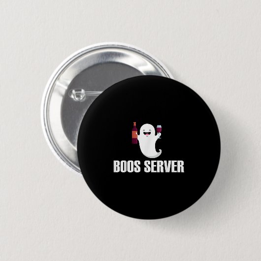 Niedlich Boos Server Barkeeper Bedienung Halloween Button (Vorne & Hinten)