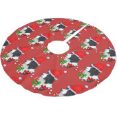 Niedlich Border Collie Christmas Merry Polyester Weihnachtsbaumdecke (Schrägansicht)