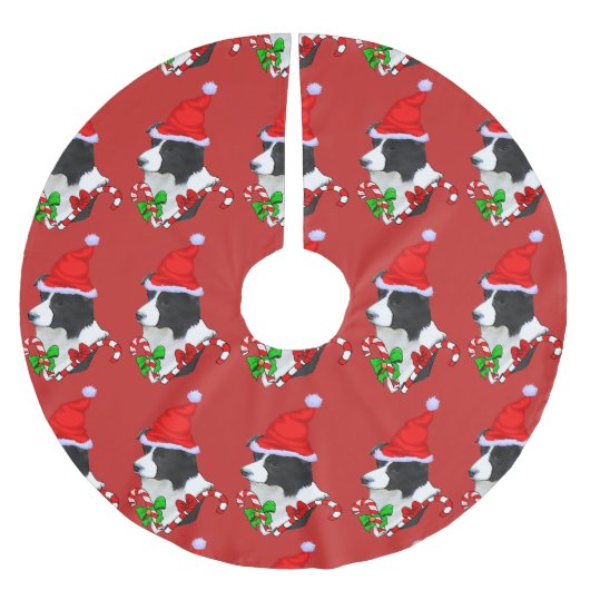 Niedlich Border Collie Christmas Merry Polyester Weihnachtsbaumdecke (Vorderseite)