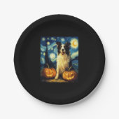 Niedlich Border Collie Dog Halloween Kürbislaterne Pappteller (Vorderseite)