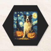 Niedlich Border Collie Dog Halloween Kürbislaterne Untersetzer (Vorderseite)