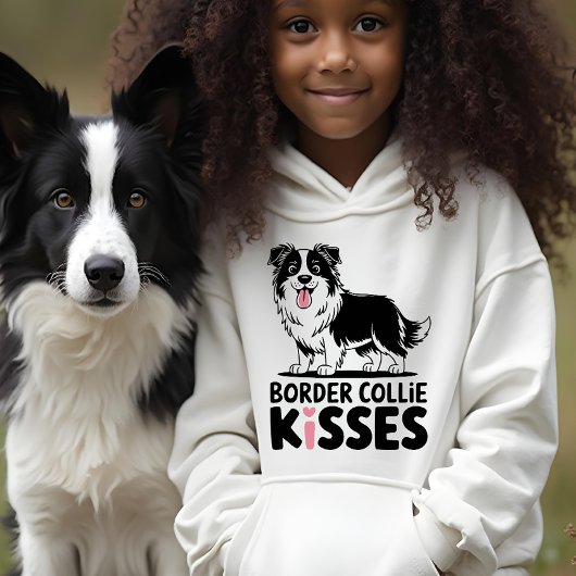 Niedlich Border Collie Kisses Cartoon Welpe Dog Lo Hoodie