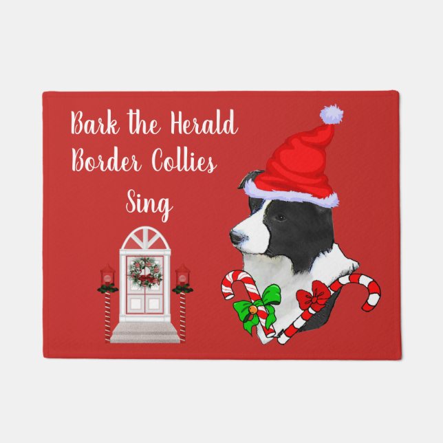 Niedlich Border Collie Weihnachten Fußmatte (Vorderseite)