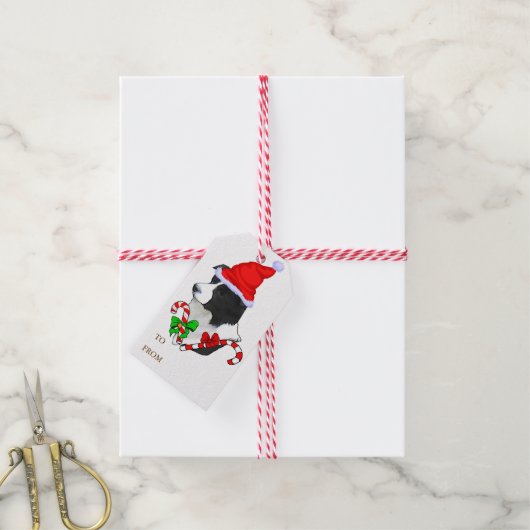 Niedlich Border Collie Weihnachten Geschenkanhänger (Mit Garn)