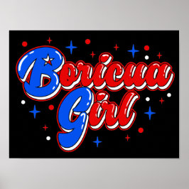 Niedlich Boricua Girl Puerto Rico Glitzer Poster