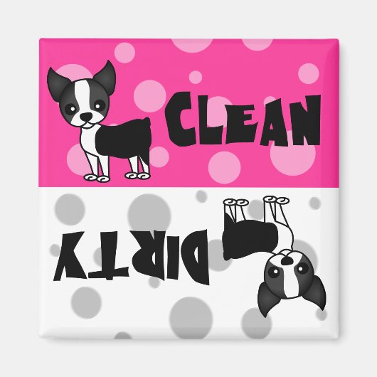 Niedlich Boston Terrier Clean Dirty Geschirrspüler Magnet (Vorne)