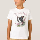Niedlich Boston Terrier Dog Floral T-Shirt (Vorderseite)