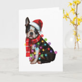 Niedlich Boston Terrier Dog Funny Xmas Weihnachtsg Karte (Gelbe Blume)