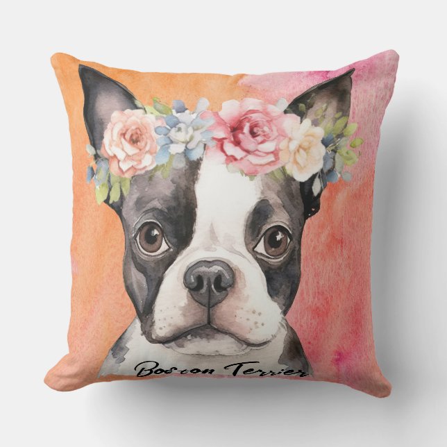 Niedlich Boston Terrier Dog Kissen (Vorderseite)