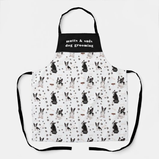 Niedlich Boston Terrier Dog Pattern Personalisiert Schürze (Vorderseite)