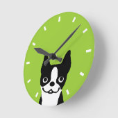 Niedlich Boston Terrier - Farbe anpassbar Runde Wanduhr (Winkel)