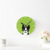 Niedlich Boston Terrier - Farbe anpassbar Runde Wanduhr (Zuhause)