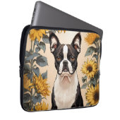 Niedlich Boston Terrier Gelbe Sonnenblumen Laptopschutzhülle (Vorne Rechts)