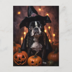 Niedlich Boston Terrier Halloween Postkarte
