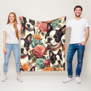 Niedlich Boston Terrier Illustration Fleecedecke