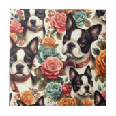 Niedlich Boston Terrier Illustration Fliese (Vorderseite)