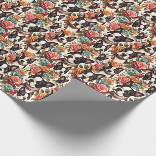 Niedlich Boston Terrier Illustration Geschenkpapier (Ecke)