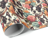 Niedlich Boston Terrier Illustration Geschenkpapier (Rolleneckpunkt)