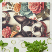 Niedlich Boston Terrier Illustration Geschirrtuch (Gefaltet)