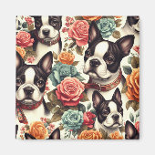 Niedlich Boston Terrier Illustration Magnet (Vorne)