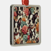 Niedlich Boston Terrier Illustration Ornament Aus Metall (Rechts)