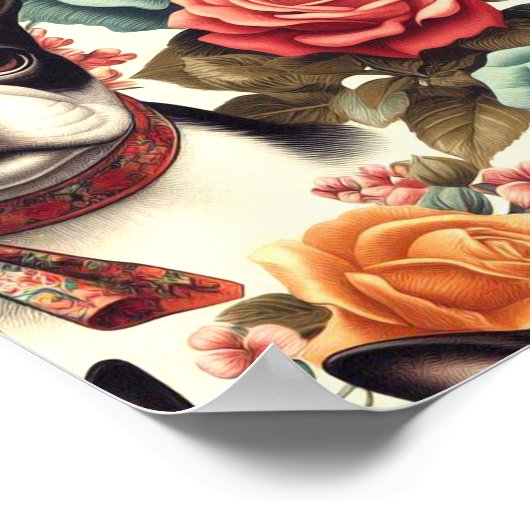 Niedlich Boston Terrier Illustration Poster (Ecke)