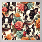 Niedlich Boston Terrier Illustration Poster (Vorne)
