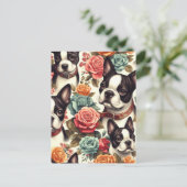 Niedlich Boston Terrier Illustration Postkarte (Stehend Vorderseite)