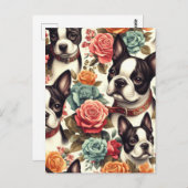 Niedlich Boston Terrier Illustration Postkarte (Vorne/Hinten)