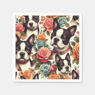 Niedlich Boston Terrier Illustration Serviette