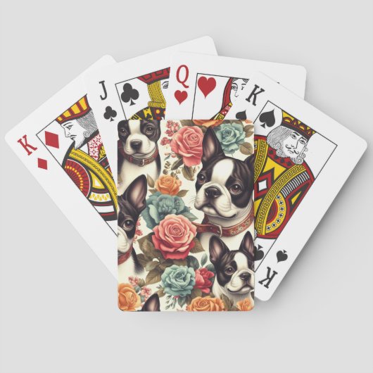 Niedlich Boston Terrier Illustration Spielkarten (Rückseite)