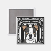 Niedlich Boston Terrier Magnet Square (Vorderseite/Rückseite)