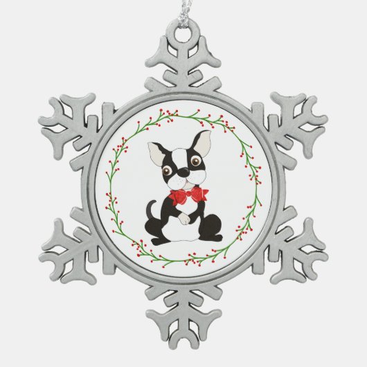 Niedlich Boston Terrier Ornament Weihnachten (Vorderseite)