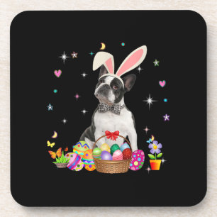 Niedlich Boston Terrier Ostertag Bunny Egs Ostern Getränkeuntersetzer
