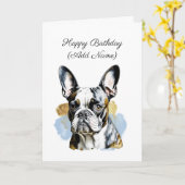 Niedlich Boston Terrier Personalisiert Geburtstag Karte (Gelbe Blume)