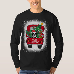 Niedlich Boston Terrier Red Truck Merry Christmas T-Shirt